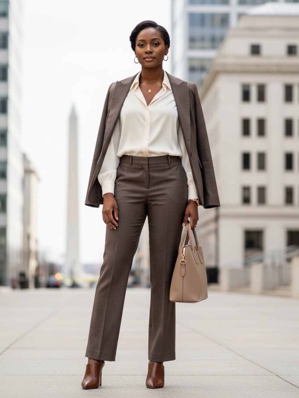 New York & Company Brown Trouser Dress Pants Size 8 Excellent Condition